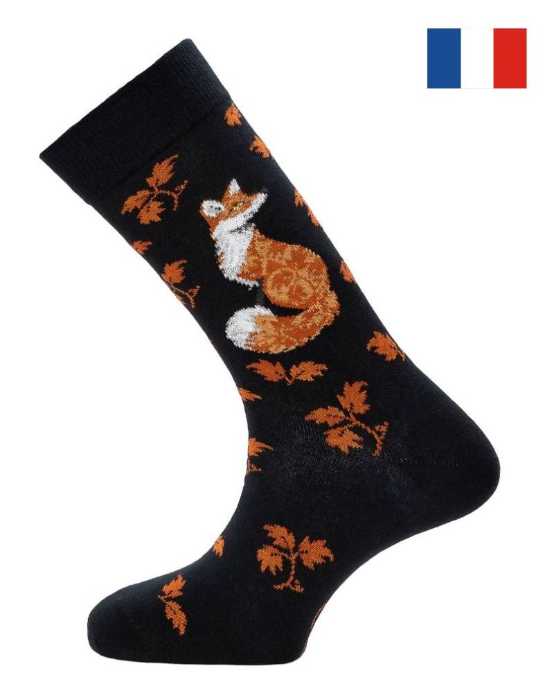 Chaussettes coton homme Maison Broussaud Le Renard (Noir)