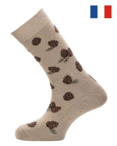 Men's cotton socks Maison Broussaud Les Pommes de Pin (Beige)