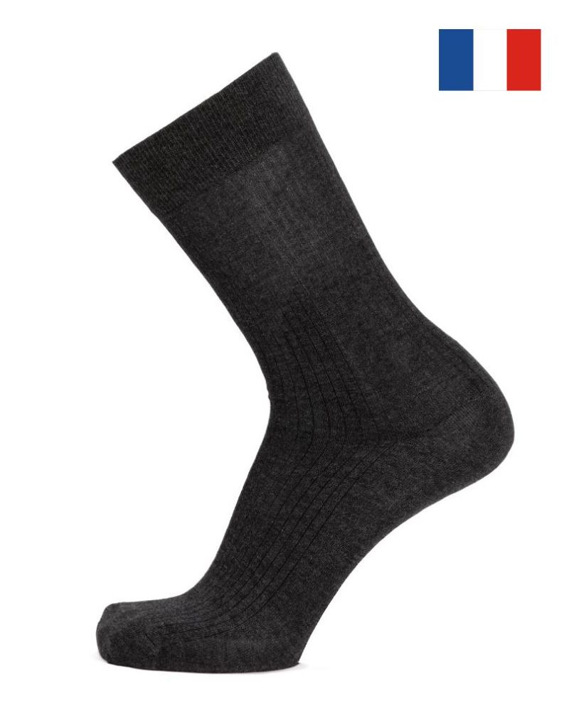 Calcetines de algodón jersey cachemir y seda para hombre Maison Broussaud Fausses Côtes (Anthracite)