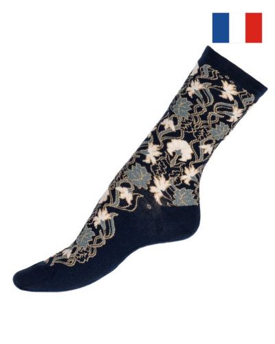 Calcetines de algodón de mujer Maison Broussaud Les Oeillets (Marine/Gris)
