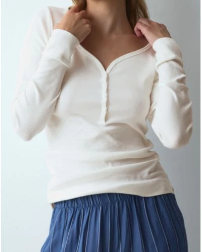 Pyjama long coton Nuit Triumph (White/Blue)