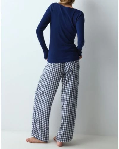 Pyjama long coton Nuit Triumph (Blue Dark/Carreaux)
