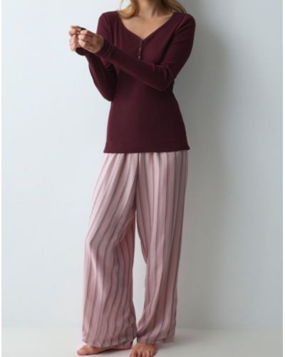 Long pyjama cotton Nuit Triumph (Red Dark Comb)