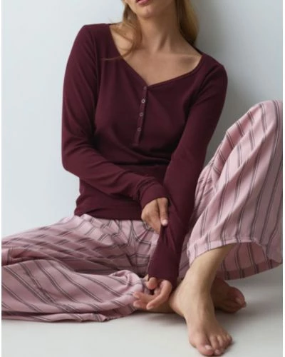 Pyjama long coton Nuit Triumph (Red Dark Comb)