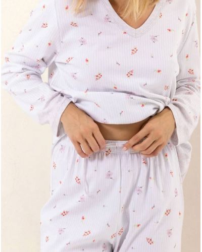 Pyjama Interlock 100% coton Le Chat Songe (Ciel)