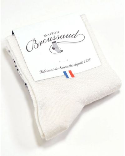 Chaussettes femme en laine Maison Broussaud Maille Ajourée (Ecru)