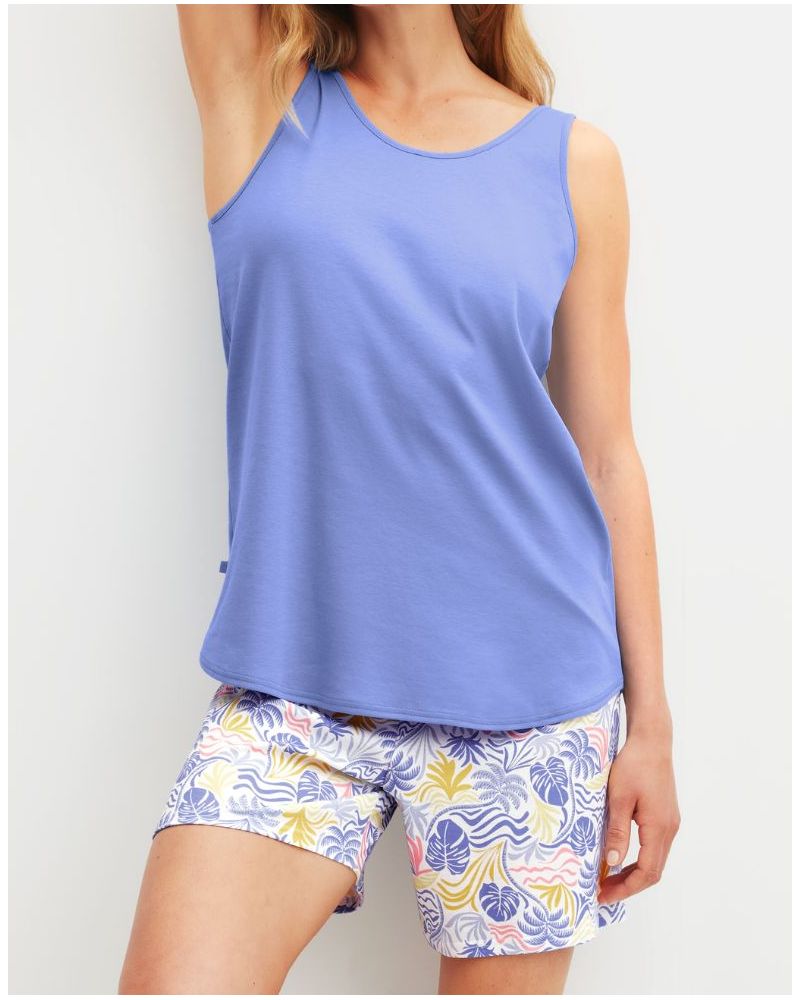 Short Pajamas 100% Cotton Interlock Calida Coastal Dreams (Persian Jewel)