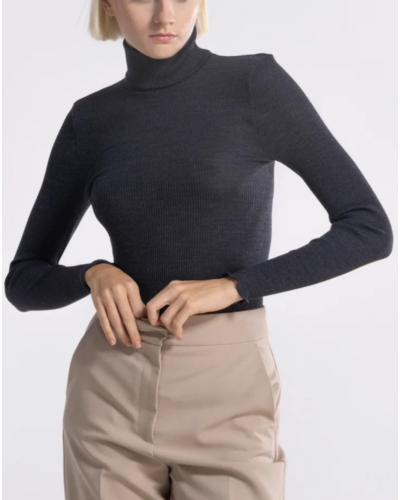 Pull col roulé laine et soie Oscalito 3438 (Ardoise)