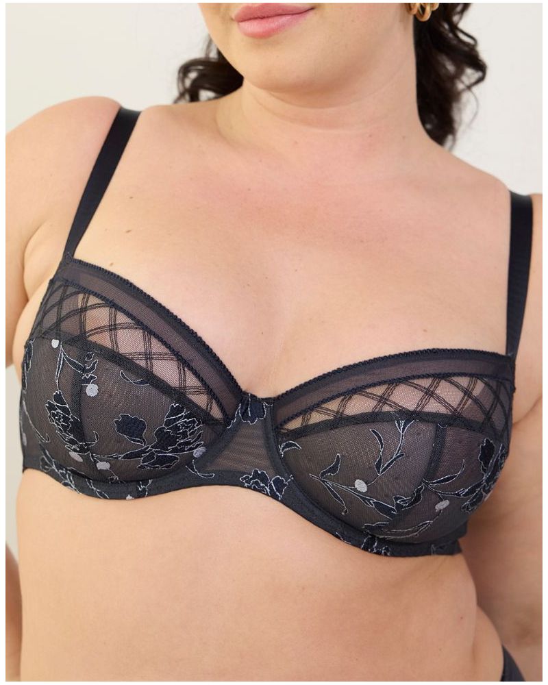 Three-part demi bra Maison Lejaby Wildflower (Encre)