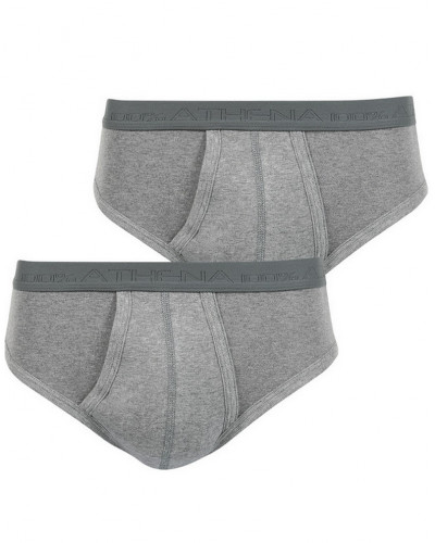 Pack of 2 Athena Organic 100% Cotton open-waist briefs (Heather grey)