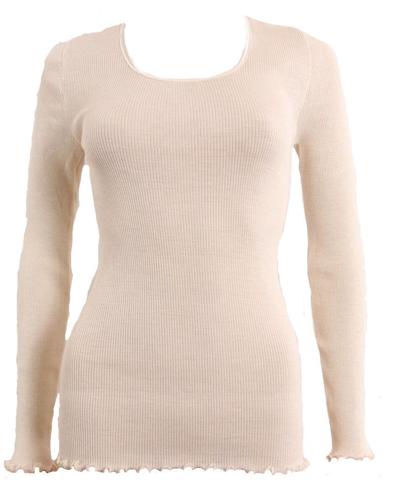 Moretta wool & silk long-sleeved  natural top 5309