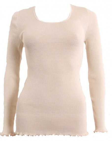Moretta wool & silk long-sleeved natural top
