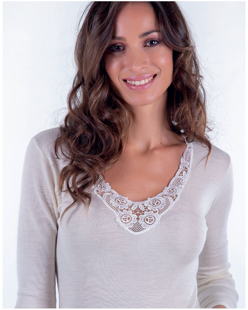 Moretta camiseta manga larga lana y seda 5002