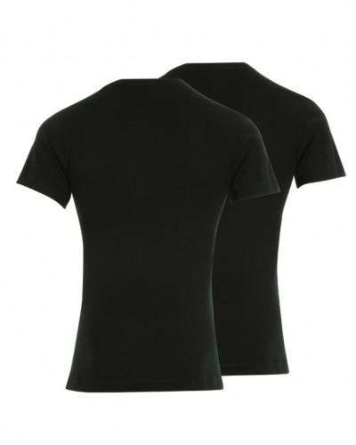 Paquete de 2 camisetas Athena con cuello en V algodón orgánico (Negro)