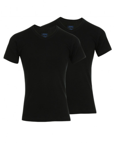 Paquete de 2 camisetas Athena con cuello en V algodón orgánico (Negro)