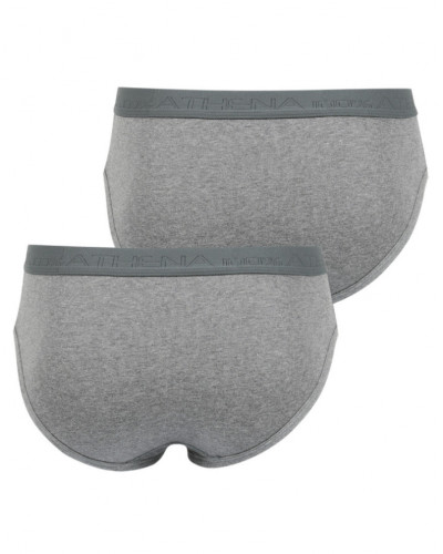 Pack de 2 Slips taille haute ouverts Athena 100% Coton Bio (Gris chiné)