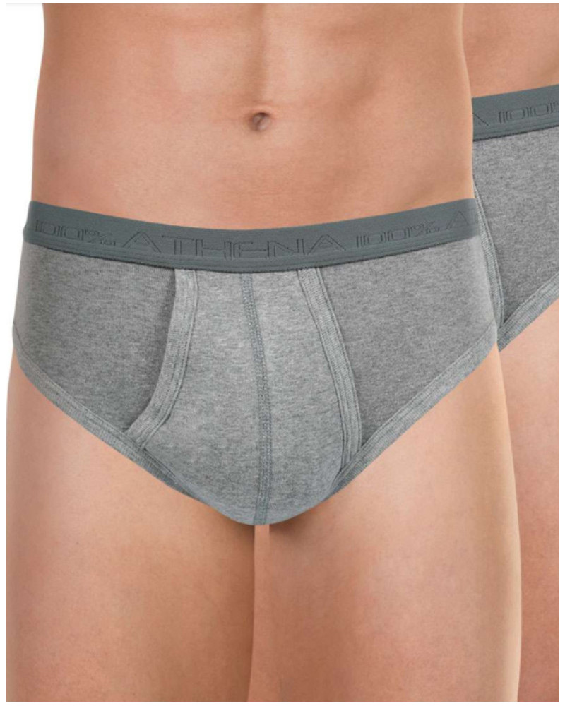 Pack de 2 Slips taille haute ouverts Athena 100% Coton Bio (Gris chiné)