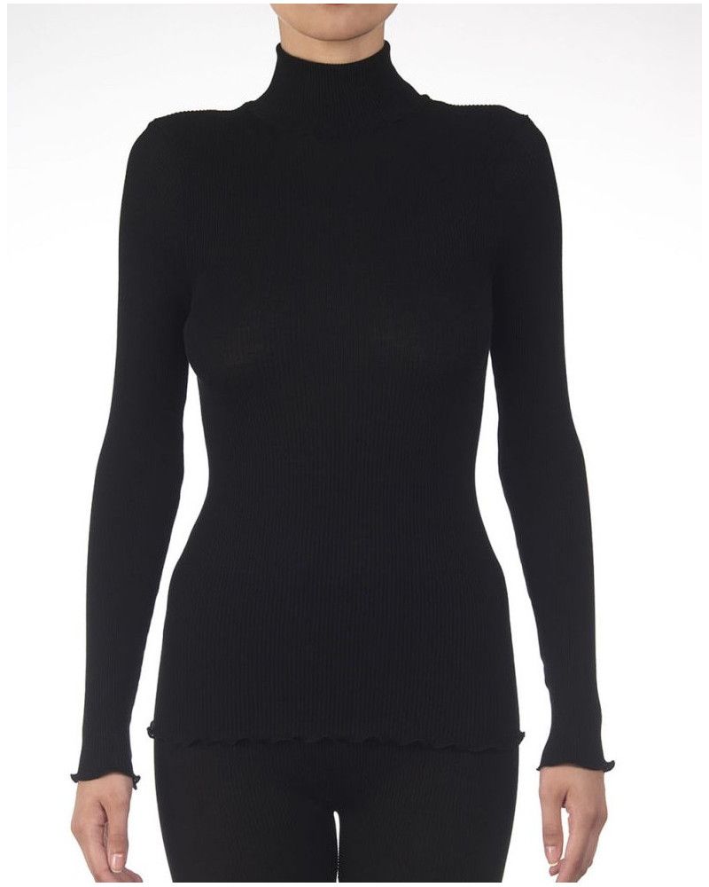 Oscalito funnel collar sweater Wool & Silk 3429 (Black)